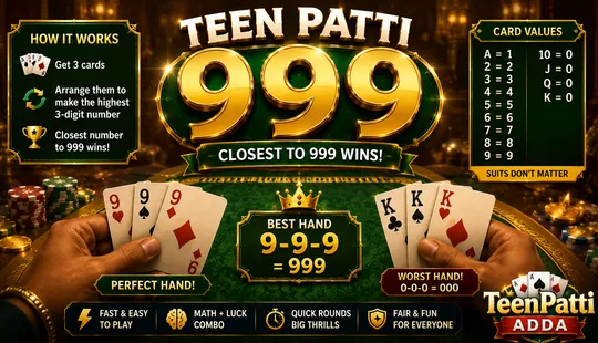 Teen Patti 999 — The Closest-to-999 Math Variant (2026)