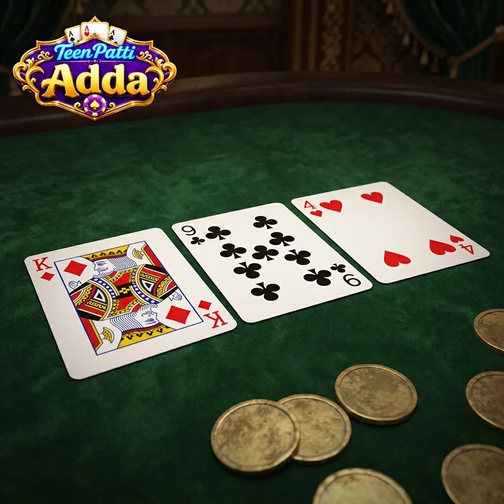 Three cards with no pattern — K♦ 9♣ 4♥ — laid flat.