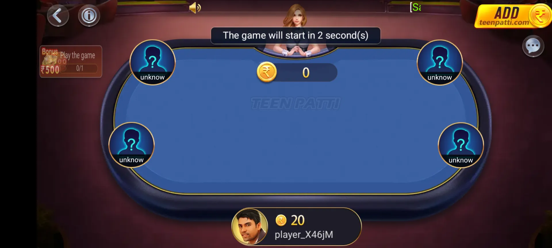 Teen Patti Master game table preview with festive players and cards