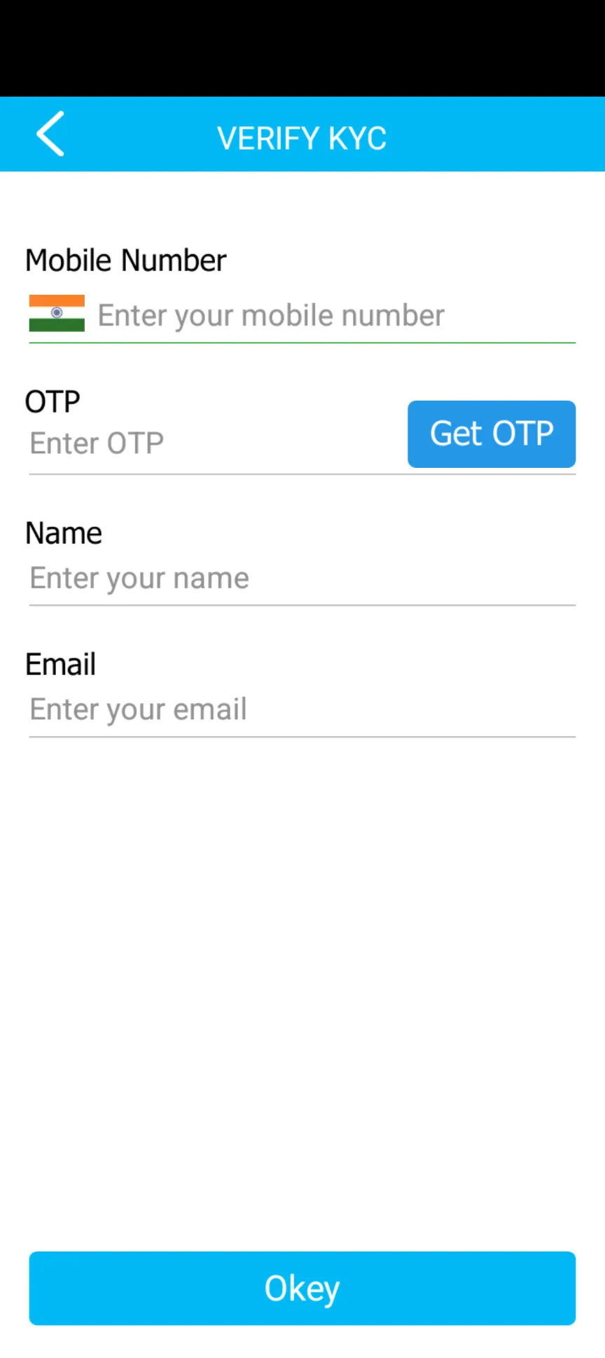 Teen Patti Master Verify KYC form with mobile number, OTP, name and email fields