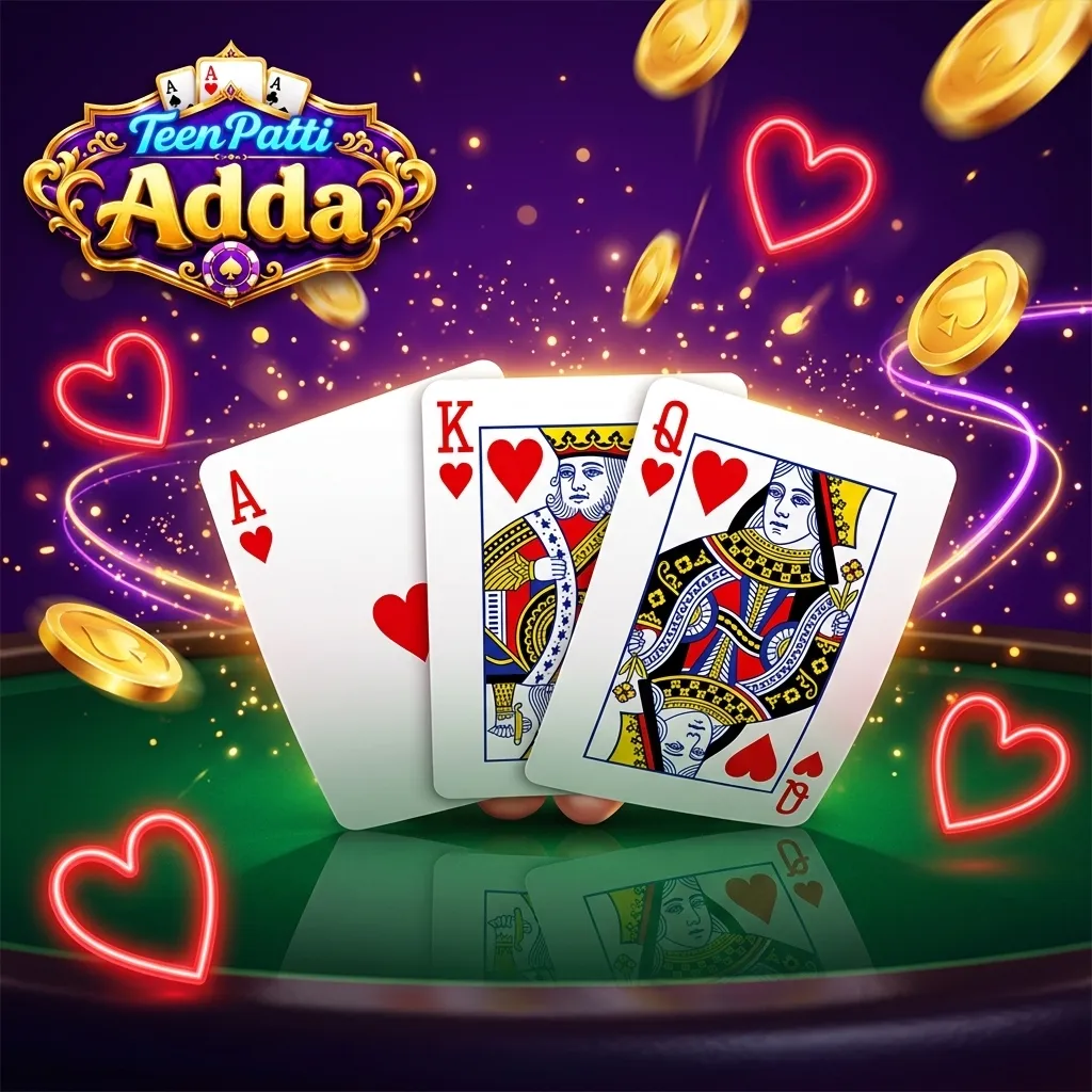 Three hearts in sequence: A♥ K♥ Q♥ rendered as casino chips/cards in red.